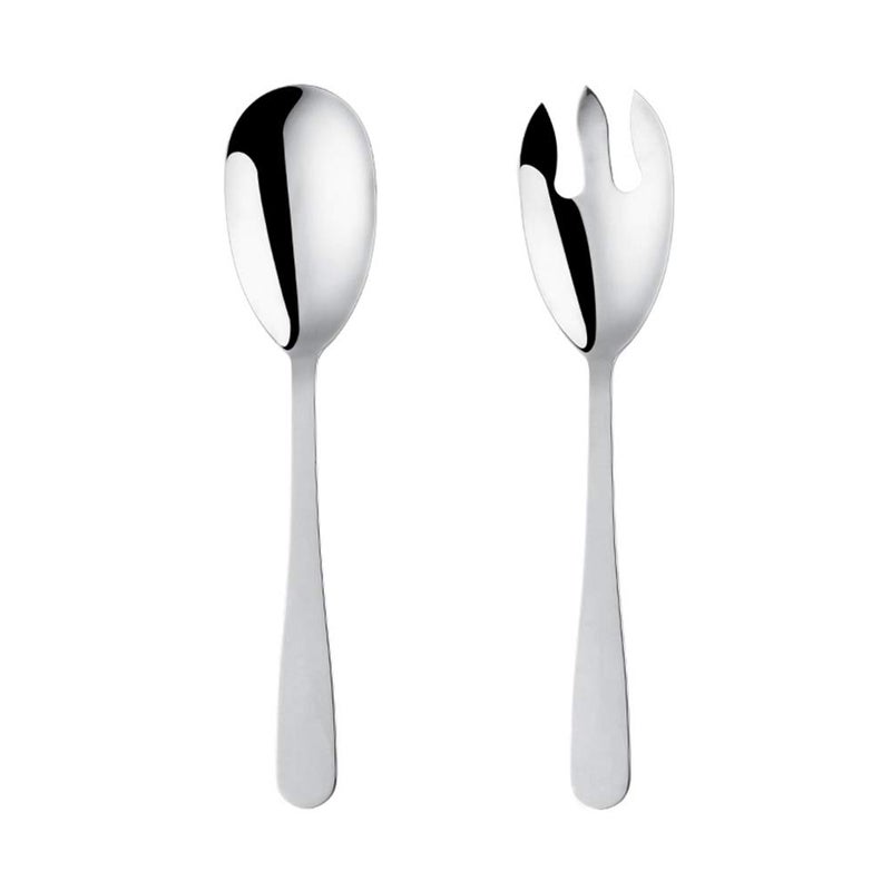 Mingcheng 12 Inches Stainless Steel Salad Server Sets with Salad Spoon and Fork, Cooking Utensils for Kitchen, Simple and Classic Dishwasher Safe(Silver) - Image 1